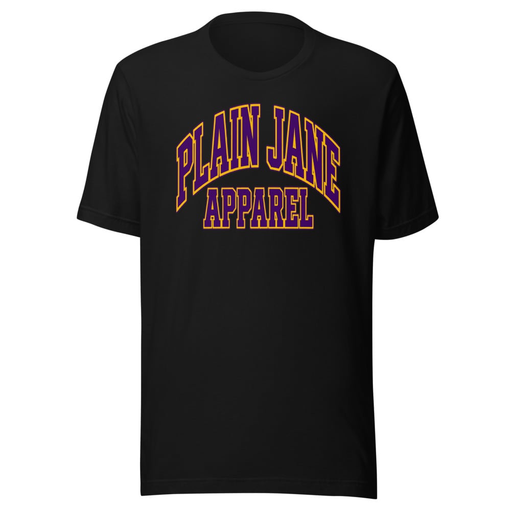 Purple Gold Plain Jane Jersey Typography Tee