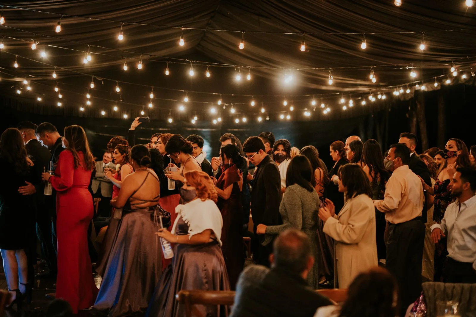 People gathered at an informal event venue