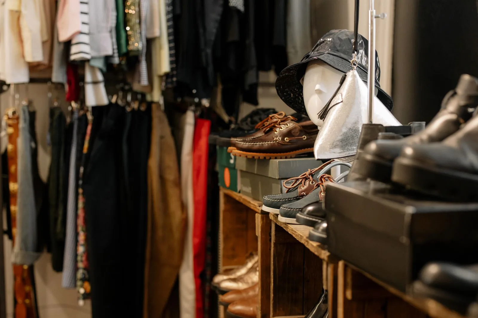Shoe trees inserted into a pair of leather shoes