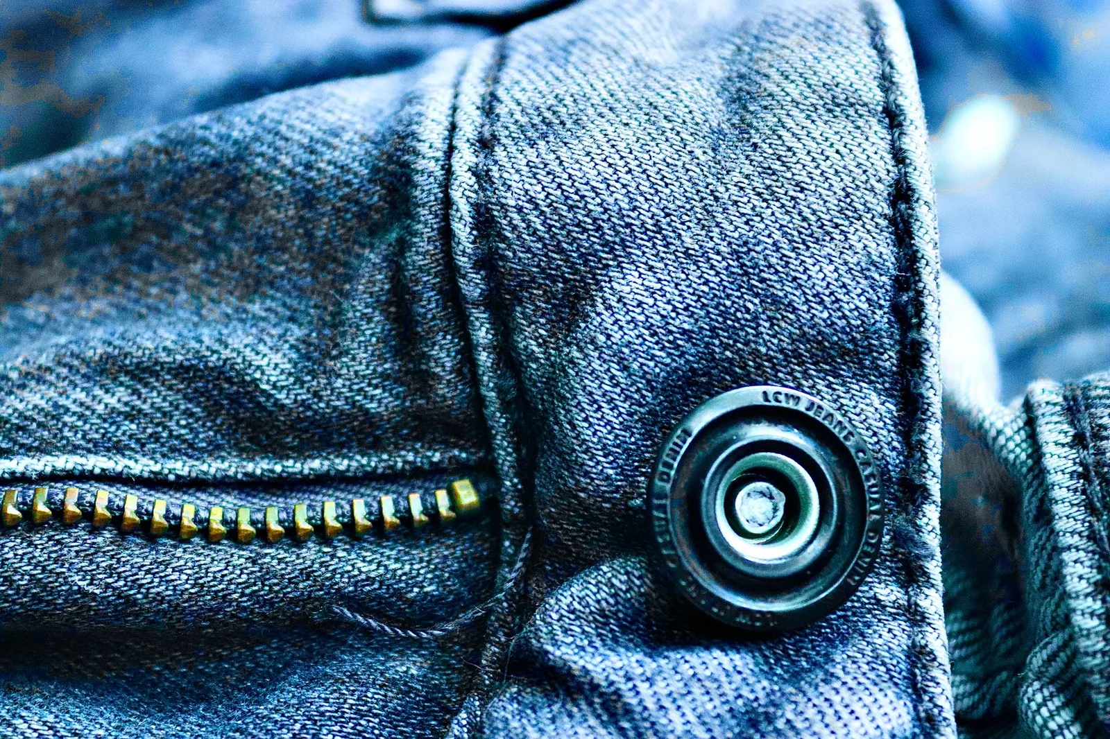 Close-up of a metal zipper on a jacket