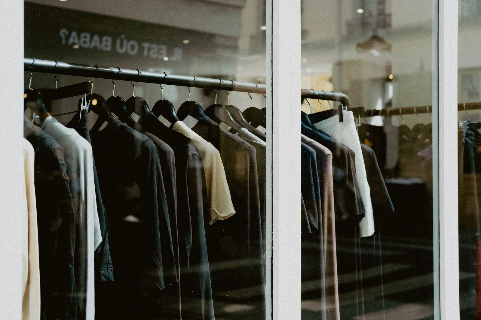 A rack of clothing in a retail store