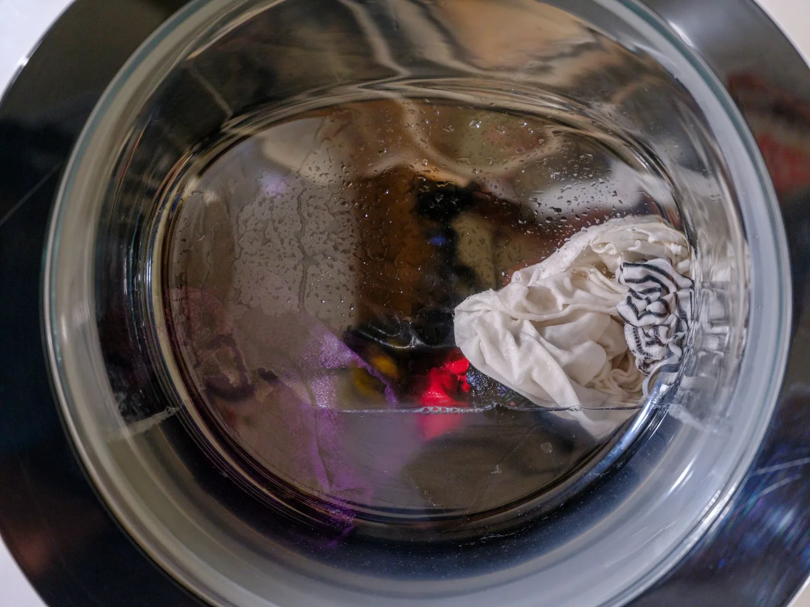Clothing inside a washing machine drum